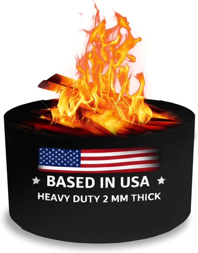 FEBTECH SIMOND Store Portable Fire Pit Ring Liner - 24" X 12" No Bottom 2mm Heavy Duty Steel Round Fire Pit Insert - Above or In-Ground DIY Fire Ring Insert for Outdoor Garden, Patio, Camping & Bonfire - Image 1